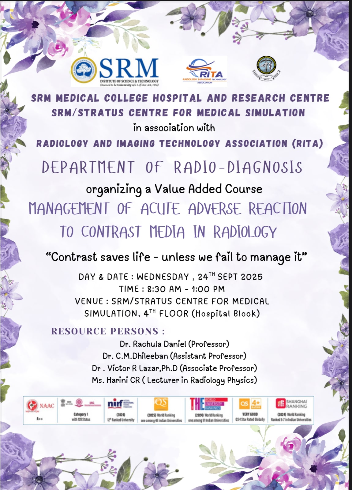  Value Added Course MANAGEMENT OF ACUTE ADVERSE REACTION TO CONTRAST MEDIA IN RADIOLOGY